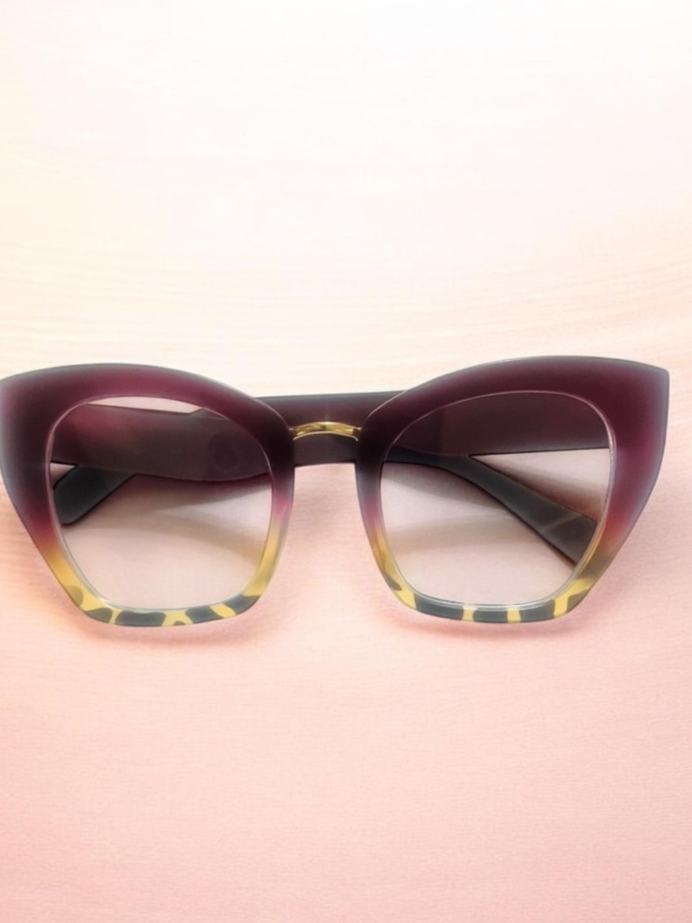 🔥🔥🆕Chic Large Frame Burgundy Leopard Cat eye Anti-blue light Glasses - Picture 5 of 6